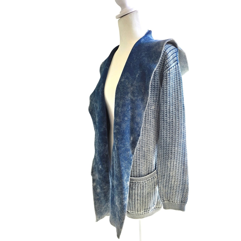 Bella Dahl Hooded Knit Cardigan Blue Wash Size S Cotton‎ Open Front Pockets